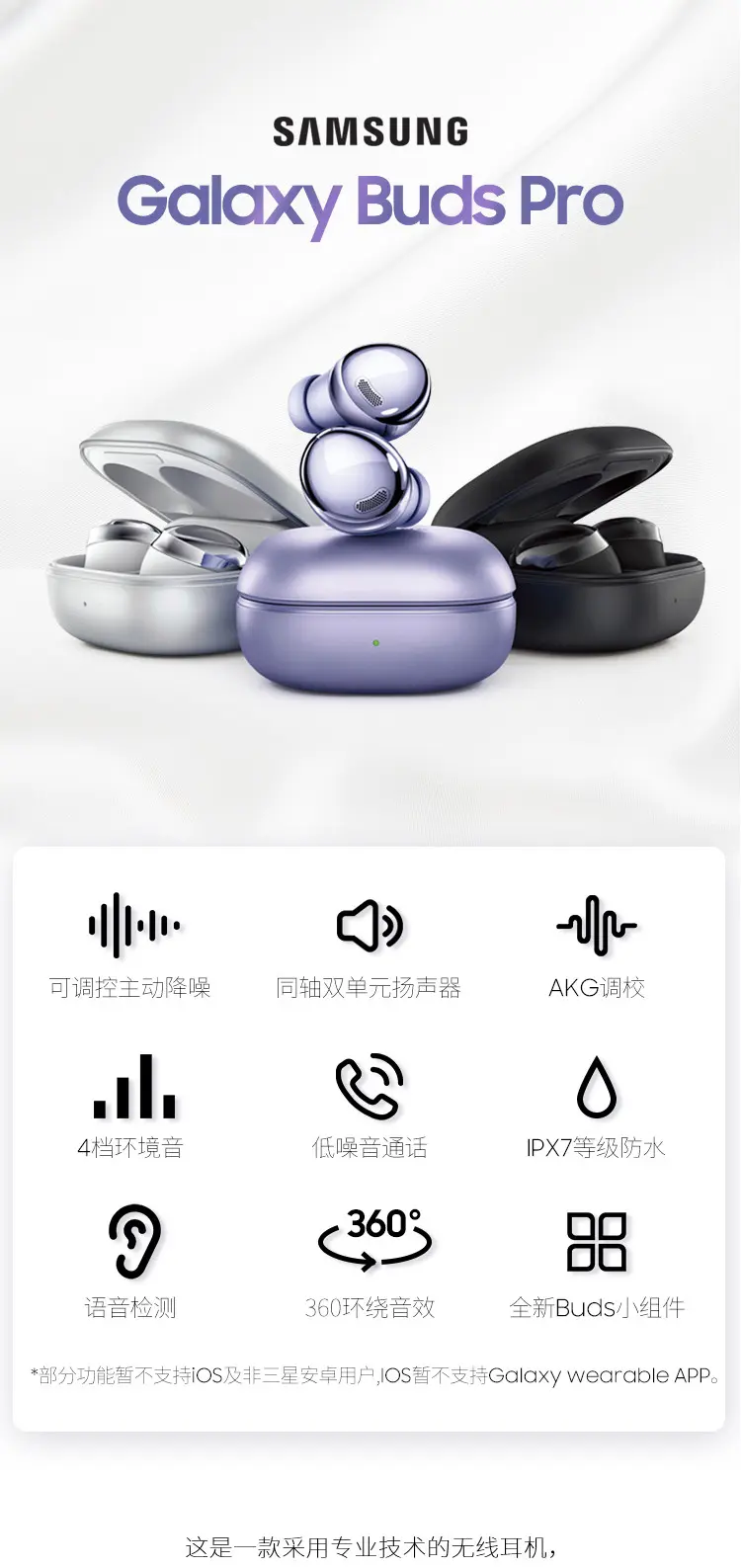 三星Galaxy Buds Pro 蓝牙耳机幽夜黑三星Galaxy Buds Pro 蓝牙耳机幽夜黑报价_参数_怎么样-华兴数码